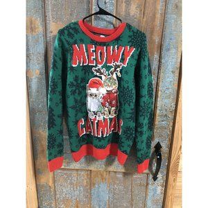 Men’s Meowy Catmas Christmas Party Sweater Medium